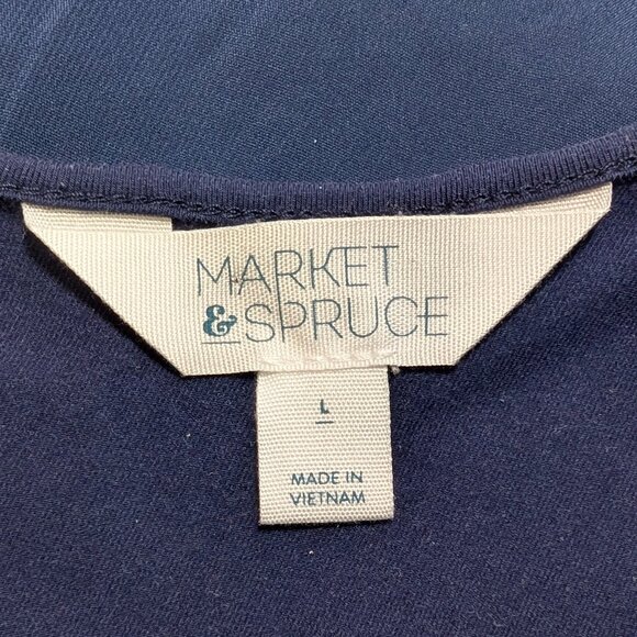 Market & Spruce Hans Crochet Front Mixed Material Top in Navy Blue - Picture 2 of 13